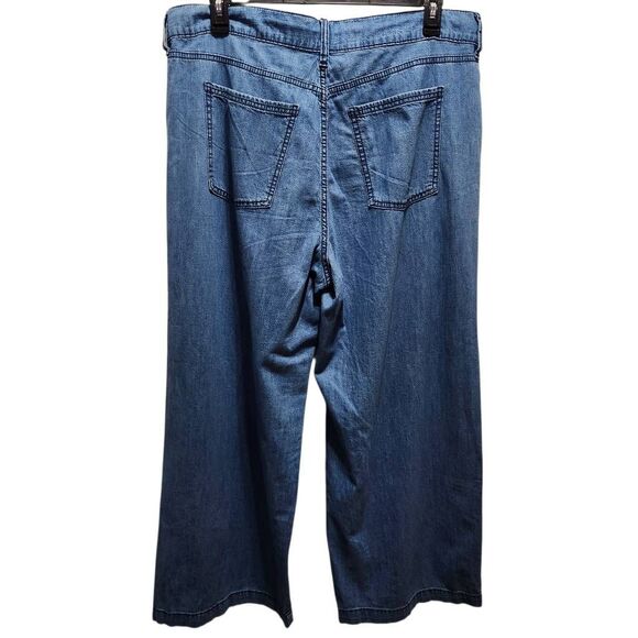 Old Navy high rise drapey drawcord wide leg full length pants blue 16 New - Picture 3 of 8